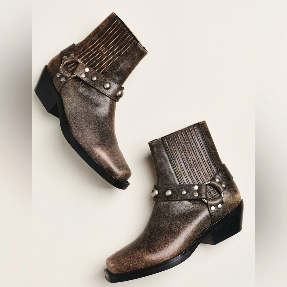 Anthropologie Bibi Lou Moto Ankle Boots - Picture 2 of 4